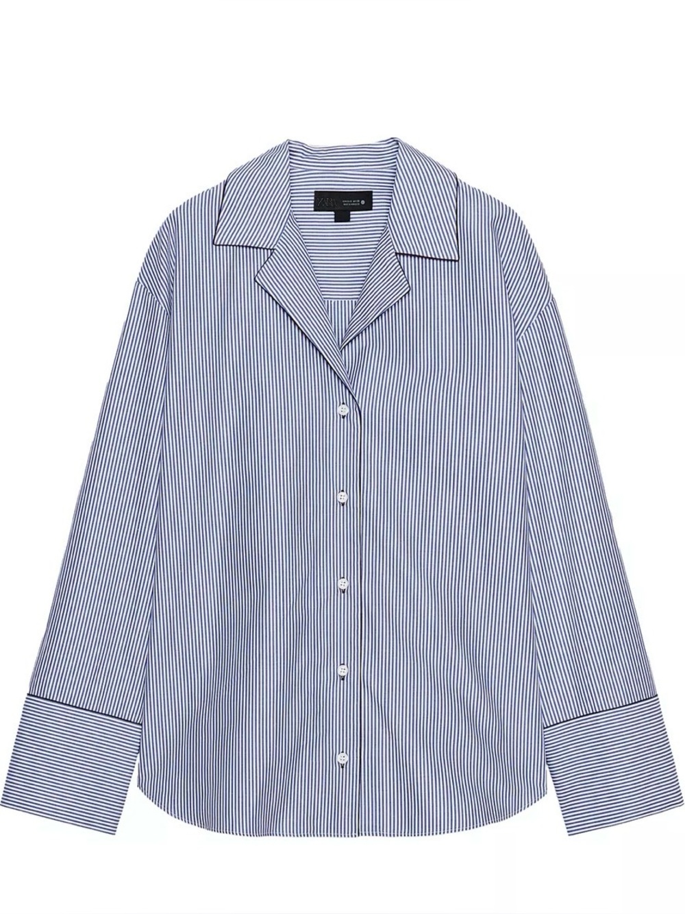 Zara Blue and White Striped Button-Down Shirt